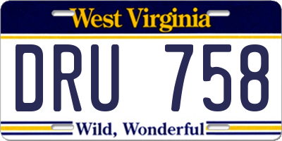 WV license plate DRU758
