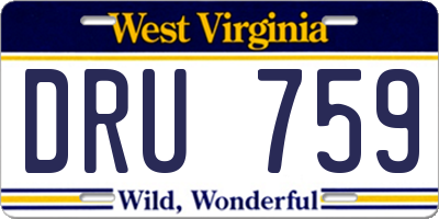 WV license plate DRU759