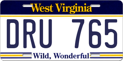 WV license plate DRU765
