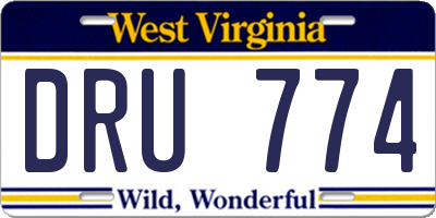 WV license plate DRU774