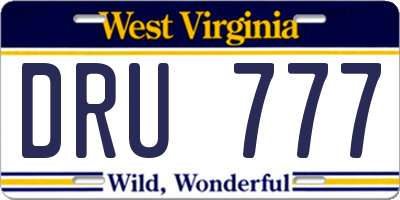 WV license plate DRU777