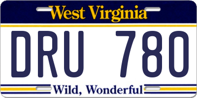 WV license plate DRU780