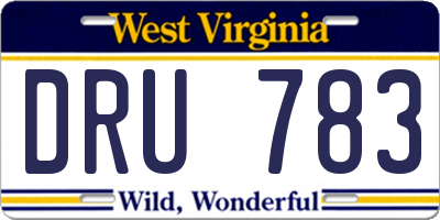 WV license plate DRU783