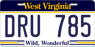 WV license plate DRU785