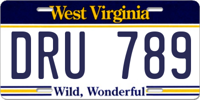 WV license plate DRU789