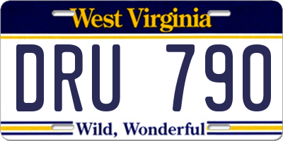 WV license plate DRU790