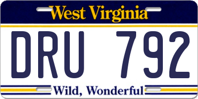 WV license plate DRU792