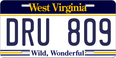 WV license plate DRU809