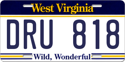 WV license plate DRU818