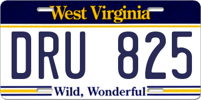 WV license plate DRU825