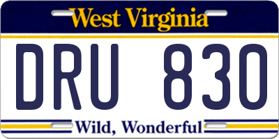 WV license plate DRU830