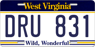 WV license plate DRU831