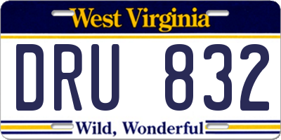 WV license plate DRU832