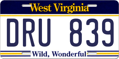 WV license plate DRU839
