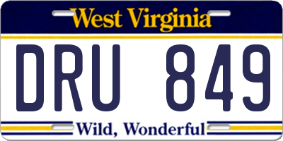 WV license plate DRU849