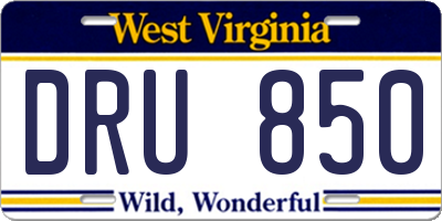 WV license plate DRU850