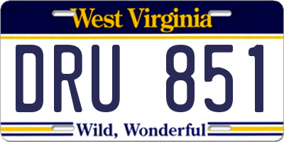 WV license plate DRU851