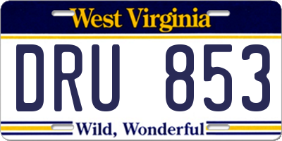 WV license plate DRU853