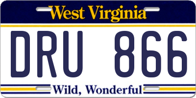 WV license plate DRU866