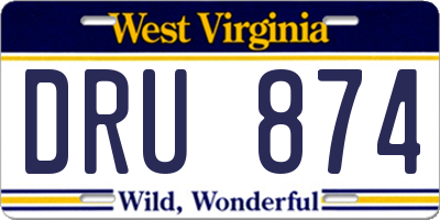 WV license plate DRU874