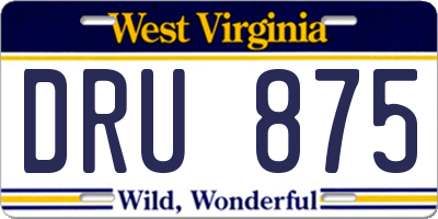 WV license plate DRU875