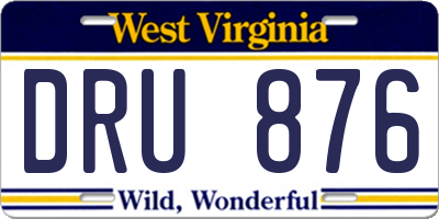 WV license plate DRU876
