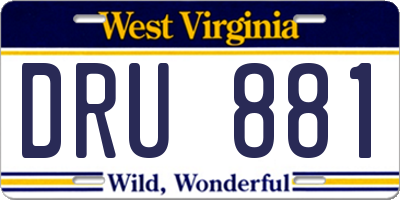 WV license plate DRU881