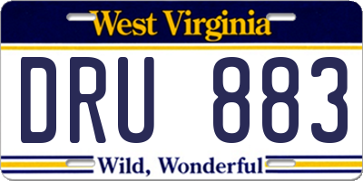 WV license plate DRU883