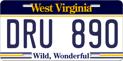 WV license plate DRU890