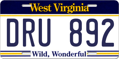 WV license plate DRU892