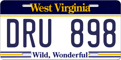 WV license plate DRU898