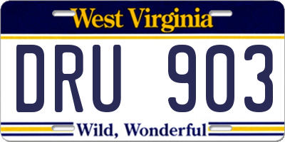 WV license plate DRU903