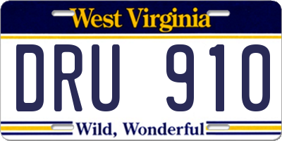 WV license plate DRU910