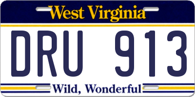 WV license plate DRU913