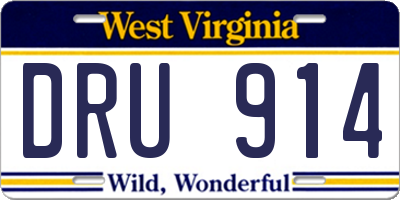 WV license plate DRU914