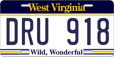 WV license plate DRU918