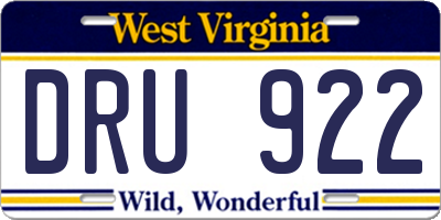 WV license plate DRU922