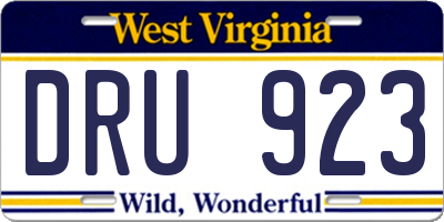 WV license plate DRU923