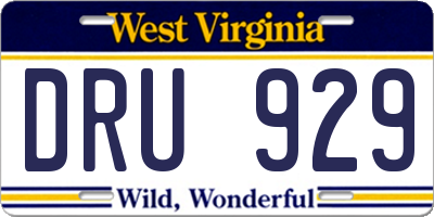 WV license plate DRU929