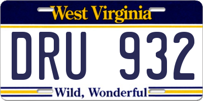 WV license plate DRU932