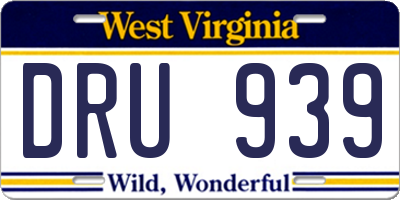 WV license plate DRU939