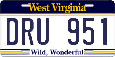 WV license plate DRU951
