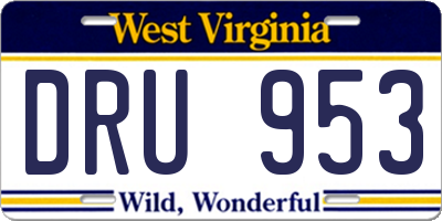 WV license plate DRU953