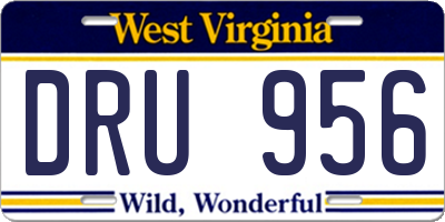 WV license plate DRU956