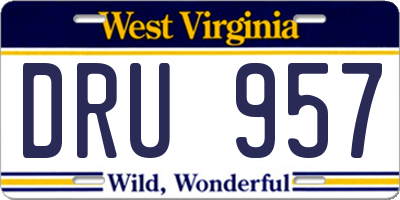 WV license plate DRU957