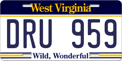 WV license plate DRU959