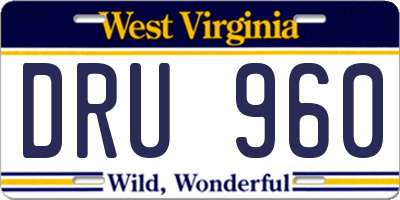 WV license plate DRU960