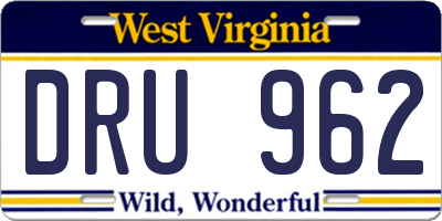 WV license plate DRU962