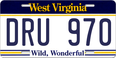 WV license plate DRU970