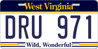 WV license plate DRU971